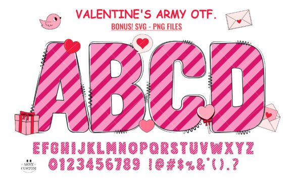 Valentine's Army Stripe: A Doodle Font That Wears Its Heart on Its Sleeve